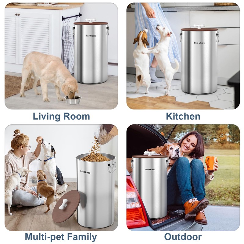 Paw Libero 35 Lbs Stainless Steel Dog Food Storage Container
