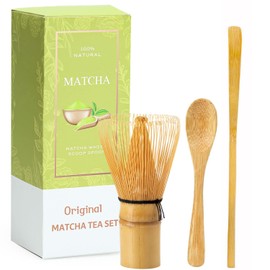 Keepaty Matcha Whisk Set of 3 100 Prong Matcha Whisk Traditional Shovel Traditional Spoon Green Tea Powder Whisk Japanese Handmade