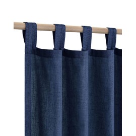 Navy Blue Curtains 45 Inch Length for Kitchen 2 Panels Set Tab Top Light Filtering Semi Privacy Short Sheer Cafe Tier Dark Blue Linen Curtains for Bathroom Windows Small Basement Nautical Indigo 52x45