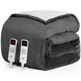 EHEYCIGA Heated Blanket Electric Blanket Queen Size - Heating Blanket with 9 Heating Levels & 10 Hours Auto Off, Soft Cozy Sherpa Washable Dual Control Blanket with Fast Heating, 84 x 90 Inches