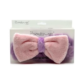 The Crème Shop Teddy Headyband | Spa Headband | Headband for Washing Face | Skincare Headbands | Soft & Fluffy Headbands for Women (Pink and Purple)