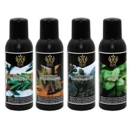 HAF® Saunaaufguss Konzentrat Set Waldfrische | 4 x 100 ml Saunaduft mit Eukalyptus, Fichtennadel, Latschenkiefer, Minze | Saunaöl aus 100% natürlichen ätherischen Ölen