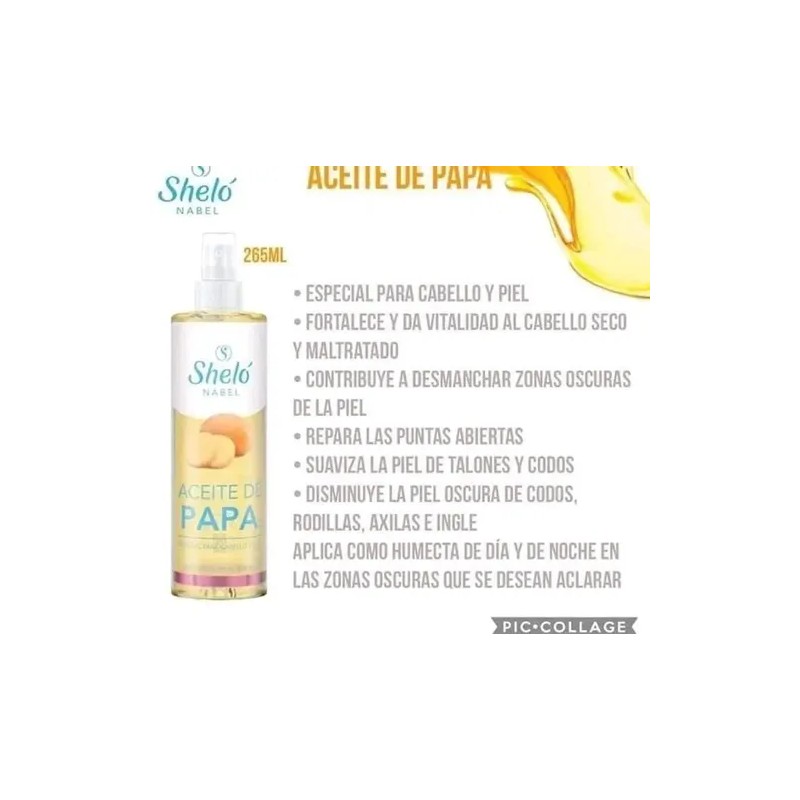 Aceite de papa 265 ml, aclara axilas y repara cabello