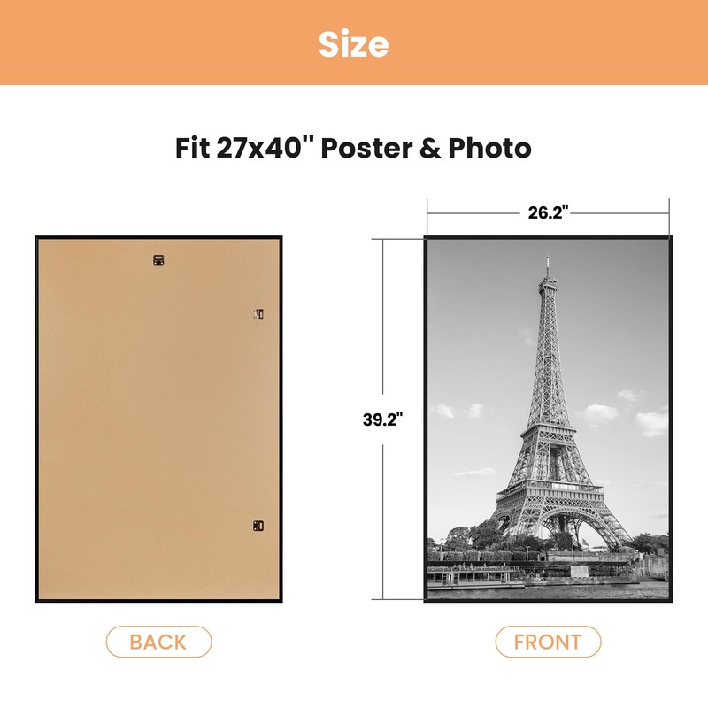 upsimples 27x40 in Poster Frame Black 3 Pack, Scratch-Proof Picture