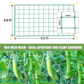 Garden Trellis Netting - Heavy Duty Trellis Net for Climbing Plants, Plant Netting for Cucumber, Tomato, 27 Strands Nylon & 4x4 Inch Mesh, Grow Netting for Fruits, Vegetables, Grape, Bean(6.6x4.9 FT)