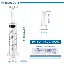 VooGenzek Pack of 10 20 ml Plastic Liquid Measuring Tool with Cap, Individually Packed, Plastic Multi-Purpose Tubes for Scientific Laboratories, Animal Feeding, Plant Watering