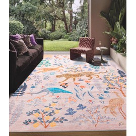chakme Animal Rug 5x7FT Pink Tiger Area Rug Non Slip Soft Jungle Rug, Modern Washable Stain Resistant, Low Pile, Rectangular, Indoor, Home Decor, Living Room, Bedroom, Nursery