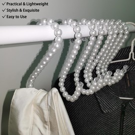 10Pcs Pearl Hanging S Hooks,Kids Room Decoration Hook,Stylish Beads White Ornament S Hook,for Closets,Cloakroom Wardrobe, Decoration Clothing&Bag Shop, Shopping Mall