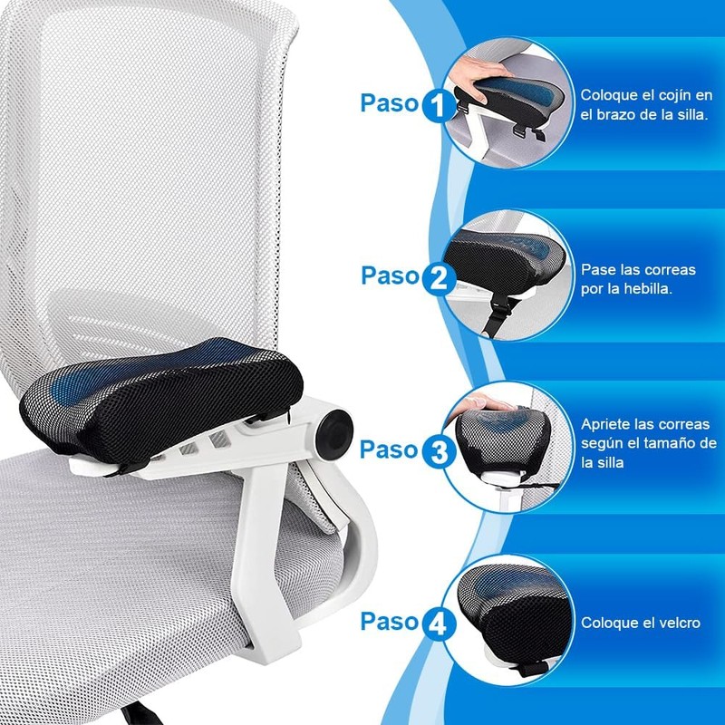 Reposabrazos Ergonómicos para Silla Oficina con Gel 2PCS Descansa Brazos