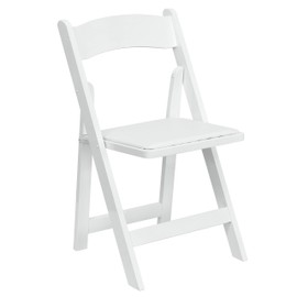 Flash Furniture HERCULES Series White Wood Folding Chair with Vinyl Padded Seat