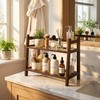 Rattan-Look Bathroom Counter Organizer, Countertop Shelf for Bathroom Decor