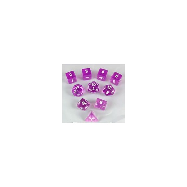Orchid Transparent Polyhedral Dice Set - 10pc Set in Tube