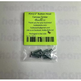 Hobby Bolts #2x1/2 Button Head Canopy Screw QTY:2 pack of 12 RC Micro Fasteners