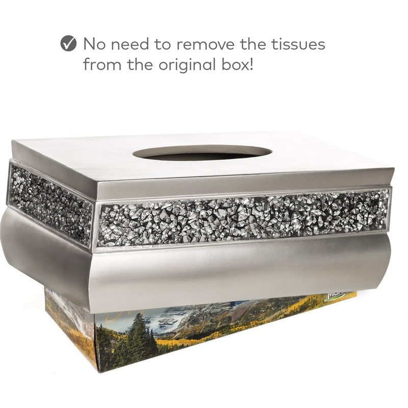 Creative Scents Silver Tissue Box Cover Rectangular - Decorative Bling