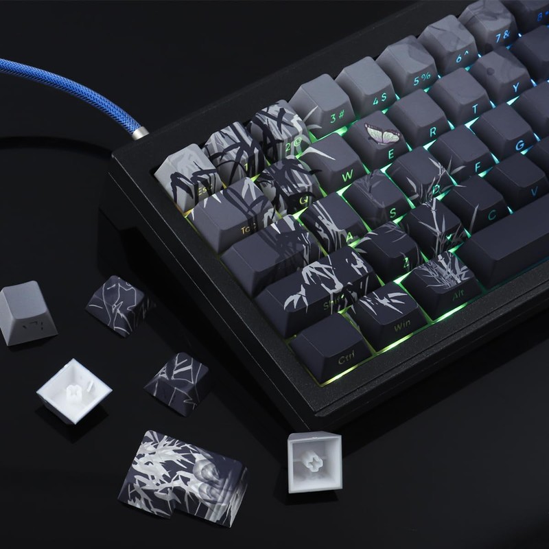 Tsungup PBT - Juego de teclas impresas lateralmente, 135 teclas