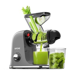 SiFENE Compact Cold Press Juicer Machine Vegetable and Fruit Juice Maker Squeezer, Easy to Clean, BPA Free , High Nutrition Extraction sunkist  juicer tiktok shop blender machine barbell - Color: grey