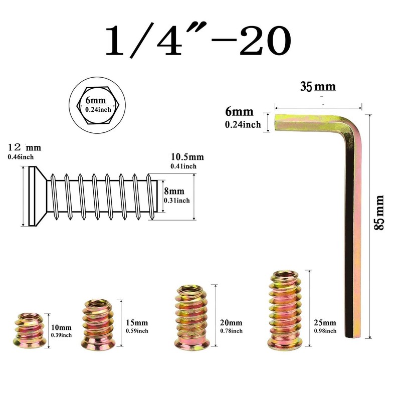 Wadayu 100pcs Threaded Inserts for Wood, Screw in Nut Fastener