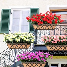 ZVOWOS Flat Railing Planter Window Box 2 Pack 24" Horse Trough Planter with Coco Fiber Liner Metal Window Planter Box Deck Balcony Rail Planter for Outdoor Porch Fence Patio