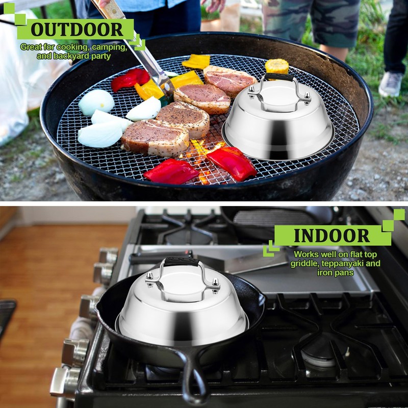 Joyfair Cheese Melting Dome, 2 Pcs Stainless Steel Basting Cover