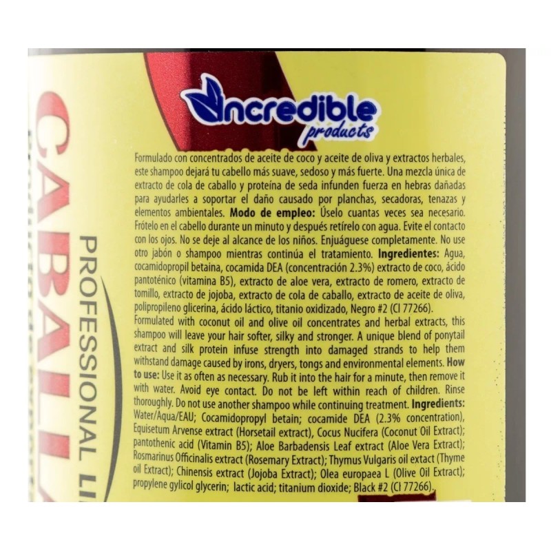 Incredible Products Shampoo Sin Sal Crecimiento Caballada Keratina Micelar 240ml