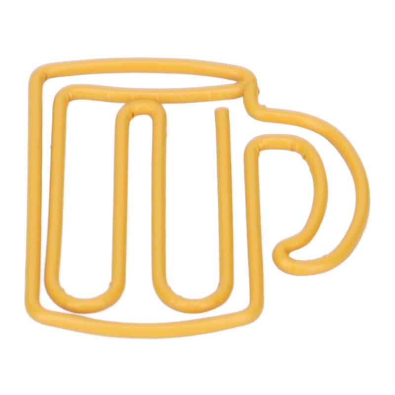 100Pcs Cute Paper Clips Yellow Cup Style Strong Metal Exquisite