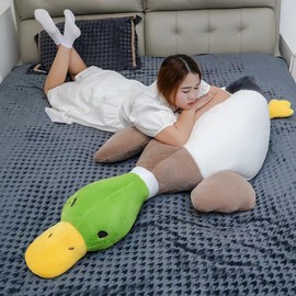 Pasrdqoyp Mallard Duck Plush,Mallard Duck Stuffed Animals, Soft Furry Duck Stuffed Animal Pillow,Huge Duck Plush Hugging Pillow Gifts for Every Age (47.2in)