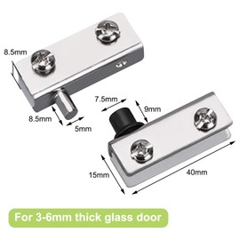 UFURMATE Glass Door Hinge, 8Pcs Frameless Glass Door Pivot Hinges Clamp Adjustable Cabinet Pivot Hinge Clip Replacement Kit, Fit for 3-6mm Free-Swinging Glass Door