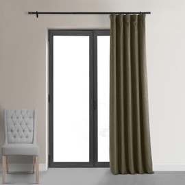 HPD Half Price Drapes Signature Velvet Thermal Blackout Curtains for Living Room 120 Inch Long (1 Panel) Rod Pocket Insulated Blackout Curtains for Bedroom Window Curtains, 50W x 120L, Denver Taupe
