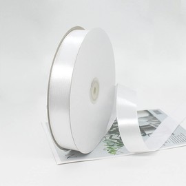 Ainmto 91 m (100 yards) x 25 mm white satin ribbon, gift ribbon, white, satin ribbons wide, fabric ribbon for wedding (1 roll)