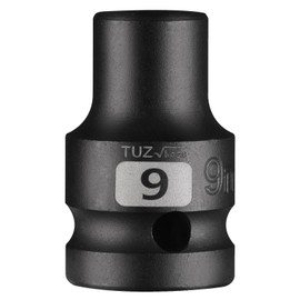 1/2 Inch Drive 9mm Shallow Impact Socket, Chrome Molybdenum Alloy Steel, Standard 6-Point Hex Socket for Ratchets, Torque Electric Wrenches, Air Impact Wrench,Strong and Durable, Metric