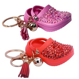 MPK DIY mini hole shoe keychain is a refreshing and summer getaway, making it a unique pendant keychain gift. (Pinkdiamond+Reddiamond（Two shoes）)