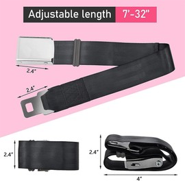 ZEBWAY Airplane Seat Belt Extender, Adjustable Length 7-32" Airplane Seatbelt Extender -FITS ALL Airlines in US Except Southwest and car (Black)