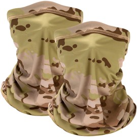 Neck Gaiter,2 Pack Breathable Cooling Neck Gaiters,UPF 50 Ice Silk Face Shield Scarf,H HOME-MART Multifunctional Headwear Bandana Face Cover (Desert Camouflage+Desert Camouflage)