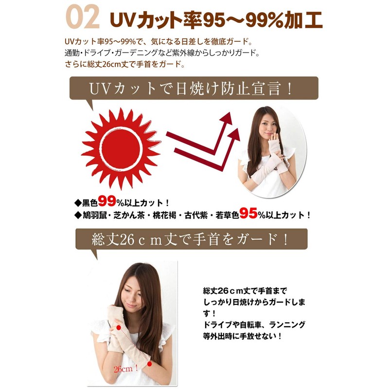 Organic Cotton UV Gloves, Fingerless Type, Luoyang Dye, Pigeon Rice