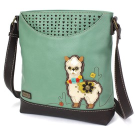 CHALA Sweet Messenger Mid Size Shoulder Purse with Adjustable Strap - Llama - teal