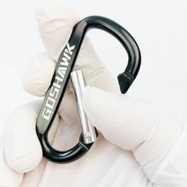 Goshawk Cable Carabiner Camping Hiking Hook Chain Key D-Ring Lock Clip Holder Large (Black)