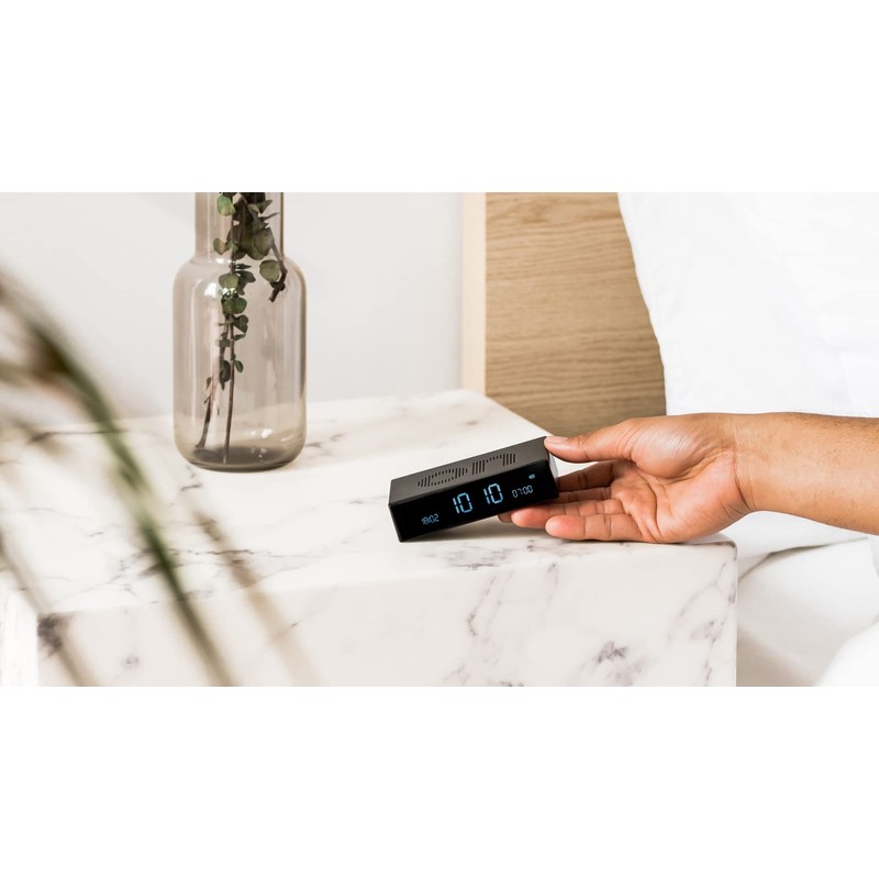 LEXON Flip Premium LCD Alarm Clock, Black, USB-Type C Charging,