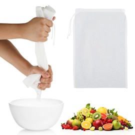 Wanmu 6 Pack Nut Milk Bag, 8 × 12 Inch Nylon Strainer Bags, Reusable Cheese Cloth Bags Fine Mesh Filter, Kitchen Tool for Straining Juice Coffee Yogurt Tea, Juice, Cold Brew (Nylon, 12×8 In)