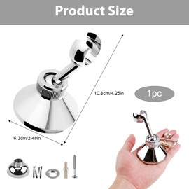 Shower Head Holder Bracket, Chrome Plated 360° Swivel Wall Mount for Handheld Shower, Fits Standard Show-er Hose, No Drill Installation, Rustproof Construction, Universal Showerhead Holder Replacement