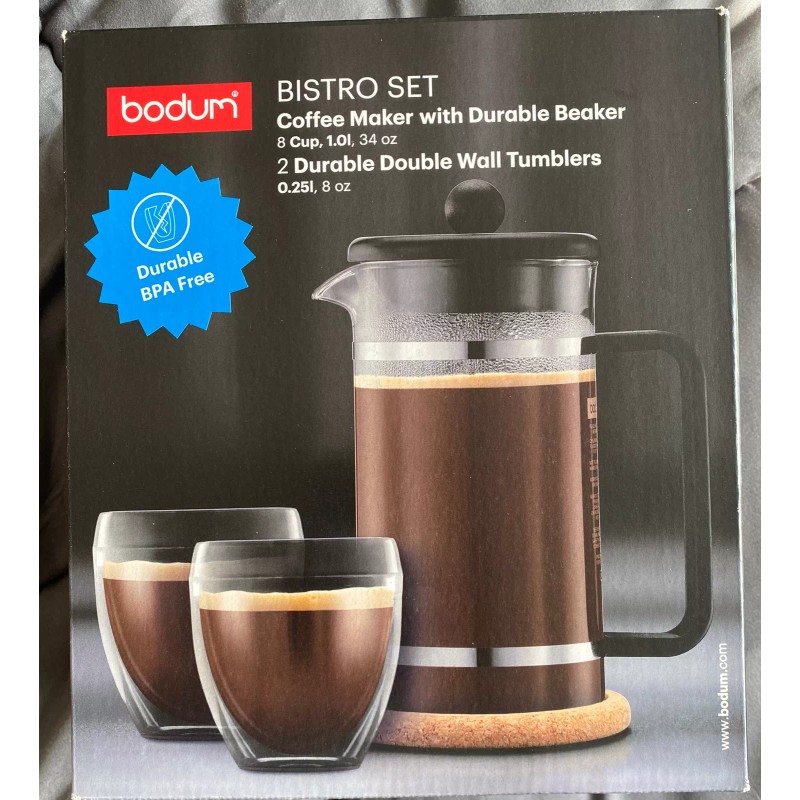 Bodum Bistro Set French Press coffee maker 34 oz and 2