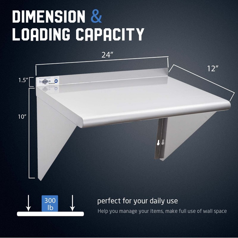 Profeeshaw NSF Stainless Steel Shelf 18” x 24”, 300 lb