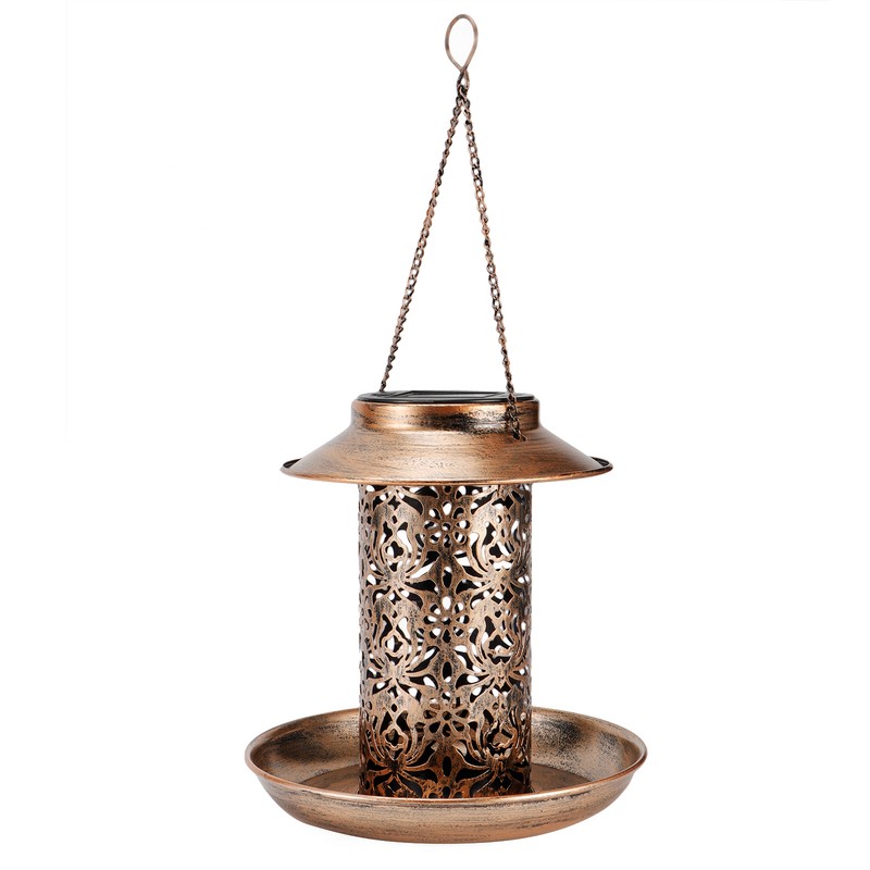 Solar Bird Feeder Solar Powered Garden Light Portable Hanging Hollow