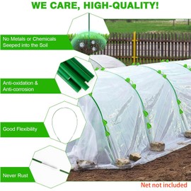 Garden Hoops for Raised Beds Row Cover, 36pcs 8ft Greenhouse Garden Grow Tunnel Netting Hoops, Greenhouse Support Hoops Garden Bed Hoops, Flexible Fiberglass DIY Hoops for Outdoor Plant, 24pcs Clips