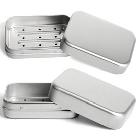 2PCS Aluminum Travel Soap Container with Lid Self Draining Soap Dish Metal Storage Rack,Portability Moisture Resistant Metal Soap Holder Home or Travel