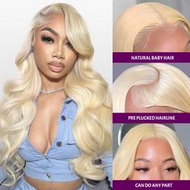 SISHAIRRO 613 Lace Front Wig Human Hair 22 Inch Body Wave 13x6 HD Transparent Blonde Lace Front Wigs Pre Plucked Glueless 180 Density