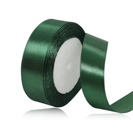 Dark Green Satin Ribbon 25 mm x 22 Metres Bow Ribbon Dark Green Gift Ribbon Decorative Ribbon Fabric Ribbon for Gift, Crafts, Sewing Projects, Hair Bows, Bridal Bouquet, Wedding Decoration