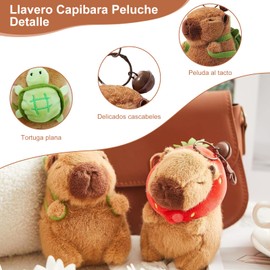 CAVIGLTE Capibara Peluche, Llaveros Peluche Capibara, Miniso Peluche De Capibara Llavero, Peluches Bonitos Llavero Capibara, Capibara Llaveros De Peluche, Adornos para Mochila (2 Piezas)