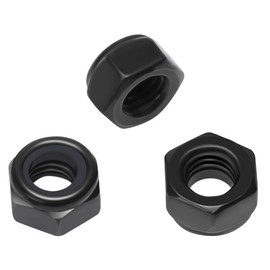 100Pcs M3 x 0.5mm Hex Lock Nuts Carbon Steel Nylon Insert Self-Locking Nuts for Fasteners, Black