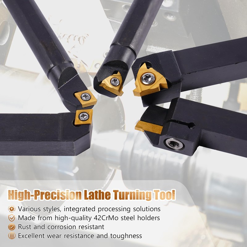 CHAWNIAO Indexable Lathe Turning Tool 21Pcs Kit 1/2" (12mm) Shank,