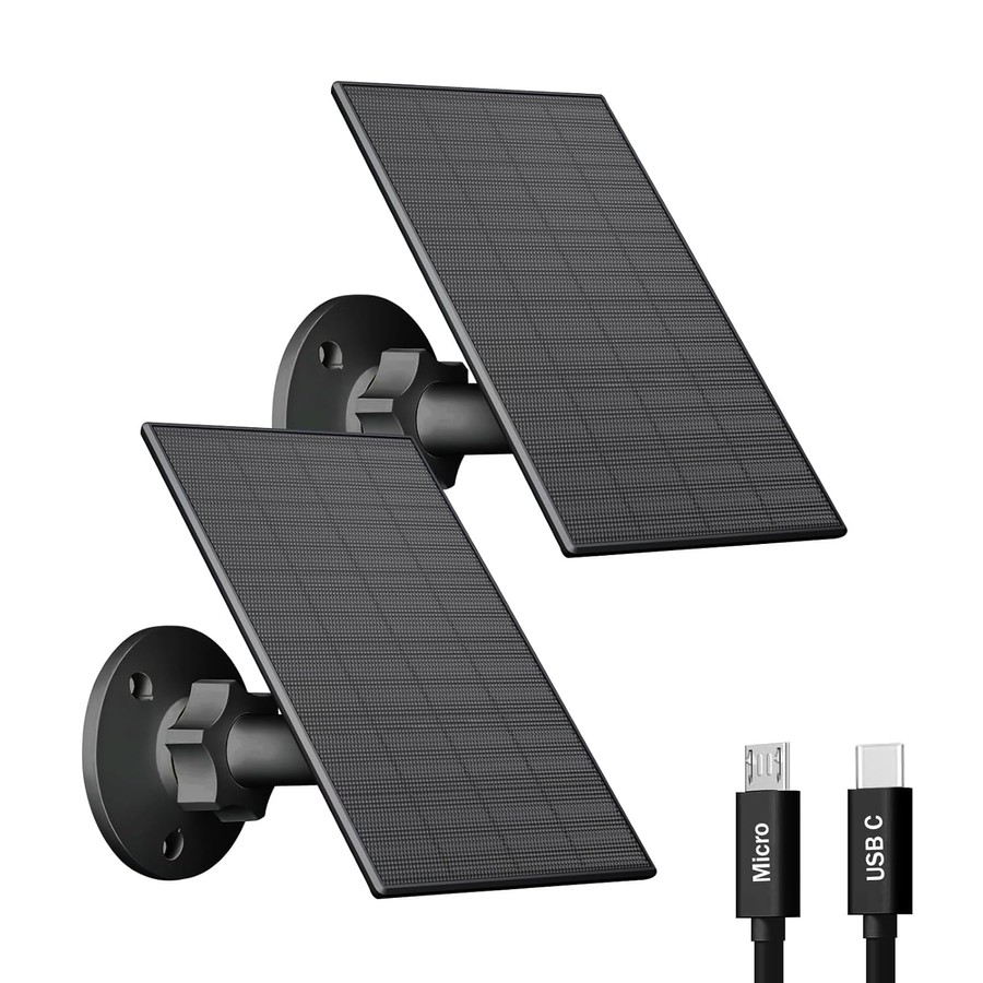 2W Solar Panel for Outdoor Security Cameras - Adjustable Mount & Waterproof